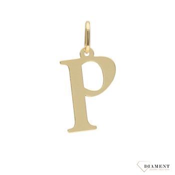 Złota zawieszka idealna na prezent, w kształcie litery P. Idealny pomysł na prezent dla kobiety..jpg